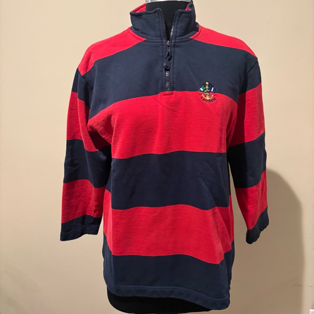 VTG Lauren Ralph Lauren  Anchor Crest 1/4 Zip Sailing Nautical Sz S